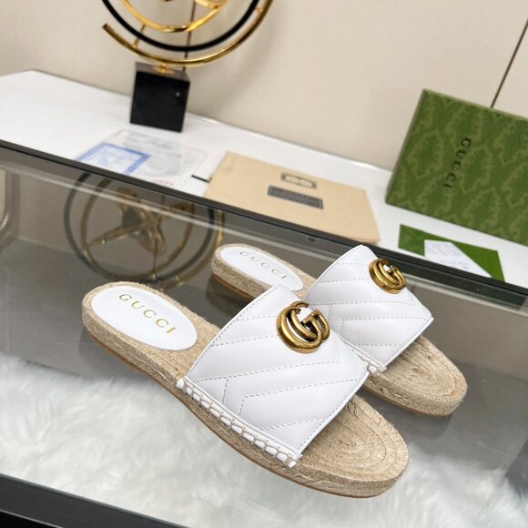 GUCCI GG MARMONT GREAT WHITE ESPADRILLE SANDAL WOMEN 38 (8 US) – RETAIL $590.00+ - Picture 1 of 6